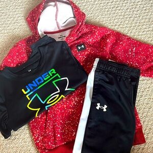 Boys Under Armour clothes. Hoodie, long sleeve shirt and pants.